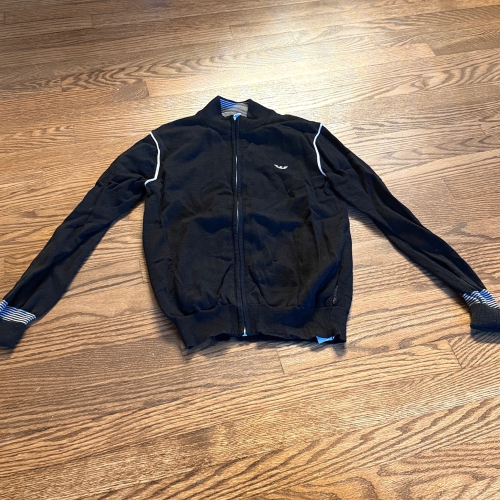 Armani Boys Junior Black Jacket with White Details Size Small
